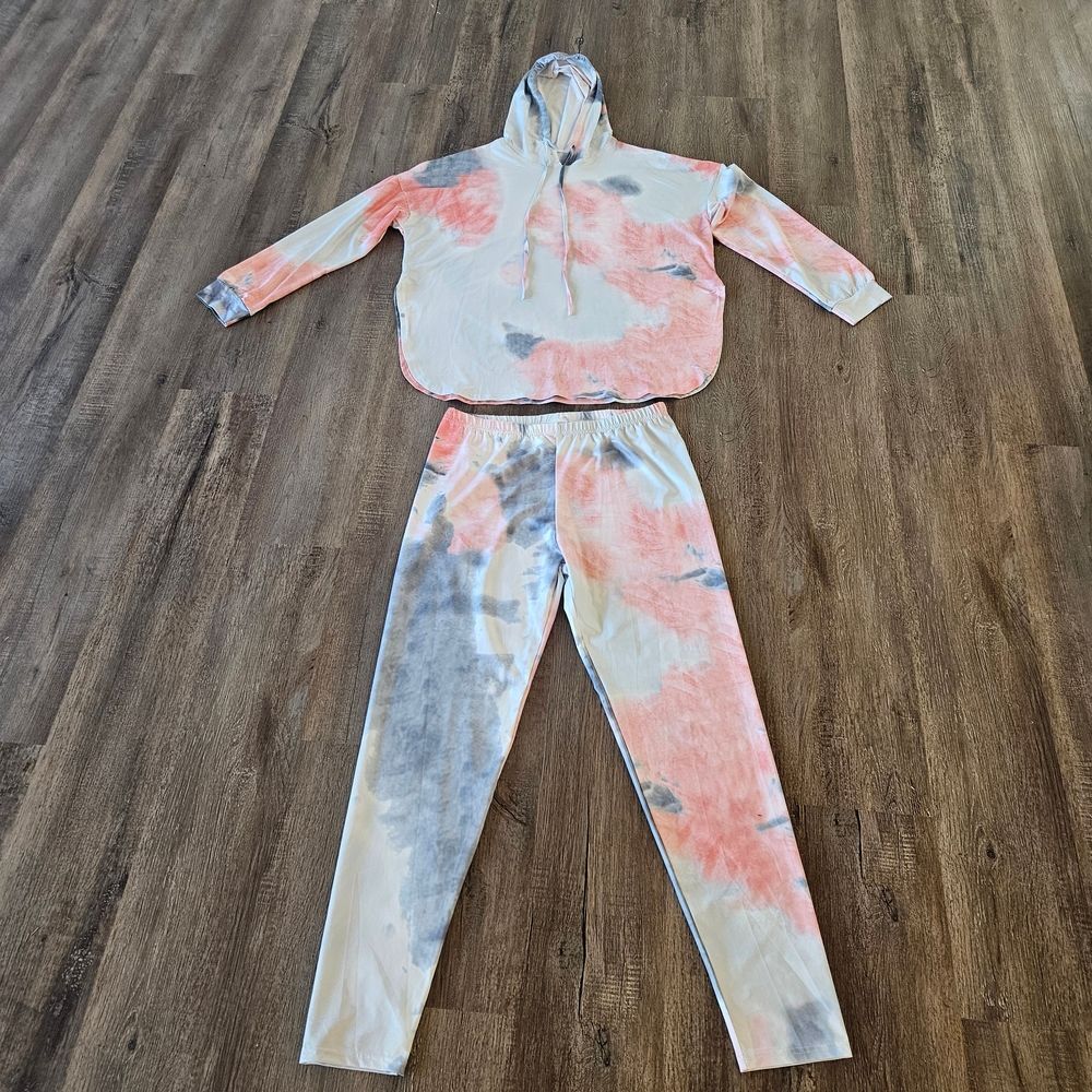 2 Piece Lounge Jogging Track Set Hoodie Jacket Women XL Tie Dye Unbranded